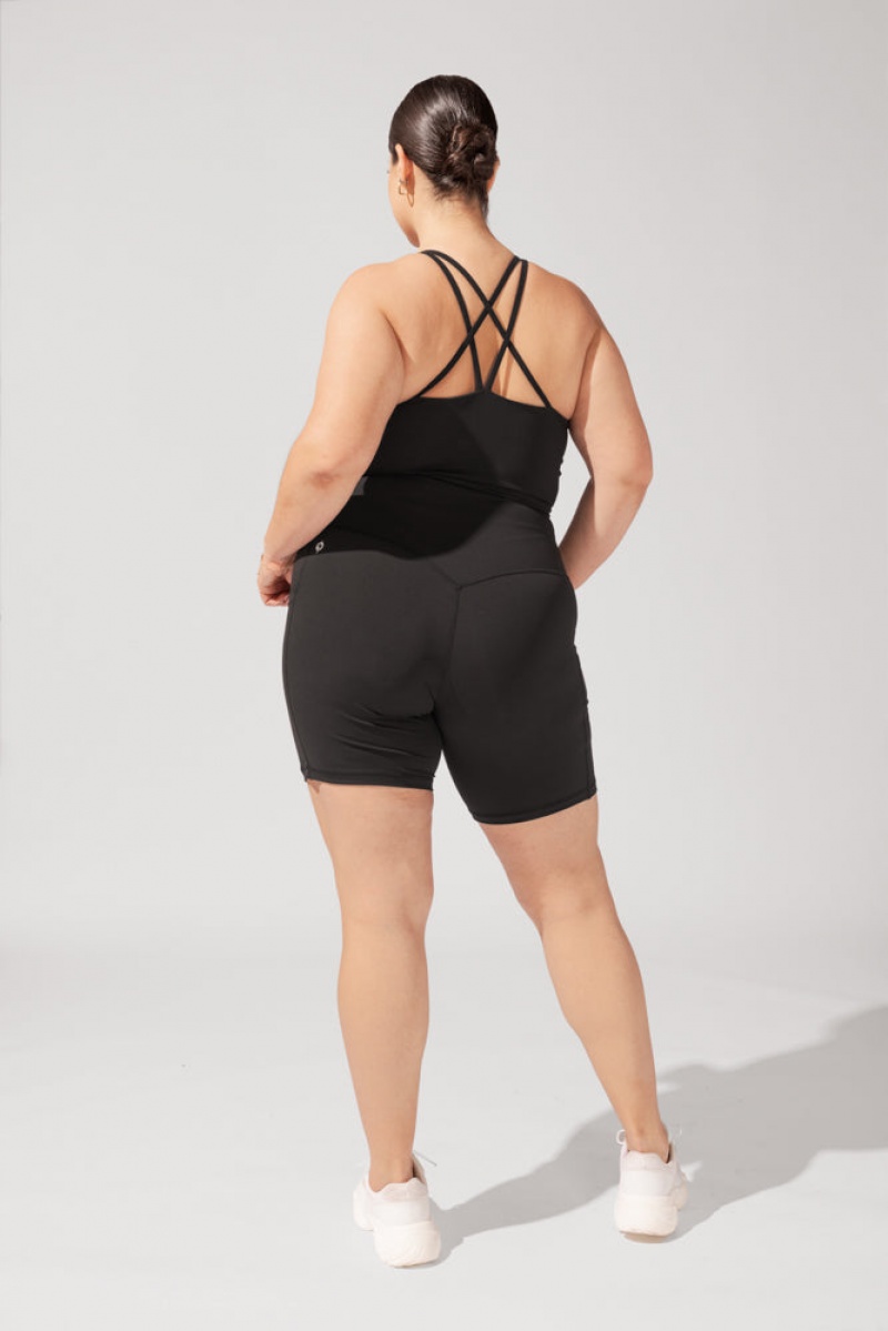 POPFLEX Supersculpt™ Biker Short with Pockets (Soft Touch) Black | 683-FLCKUE