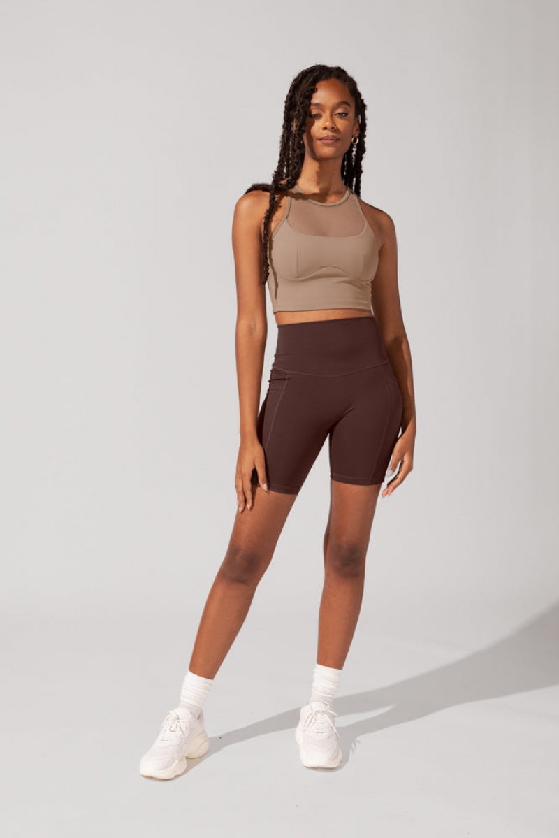 POPFLEX Supersculpt™ Biker Short with Pockets (Pet Hair Resistant) French Roast | 674-QWBRXZ