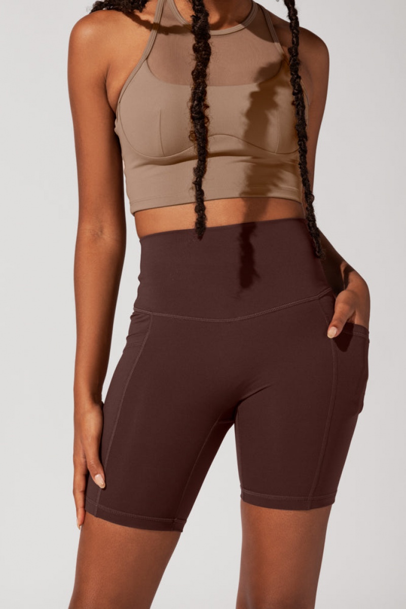 POPFLEX Supersculpt™ Biker Short with Pockets (Pet Hair Resistant) French Roast | 674-QWBRXZ