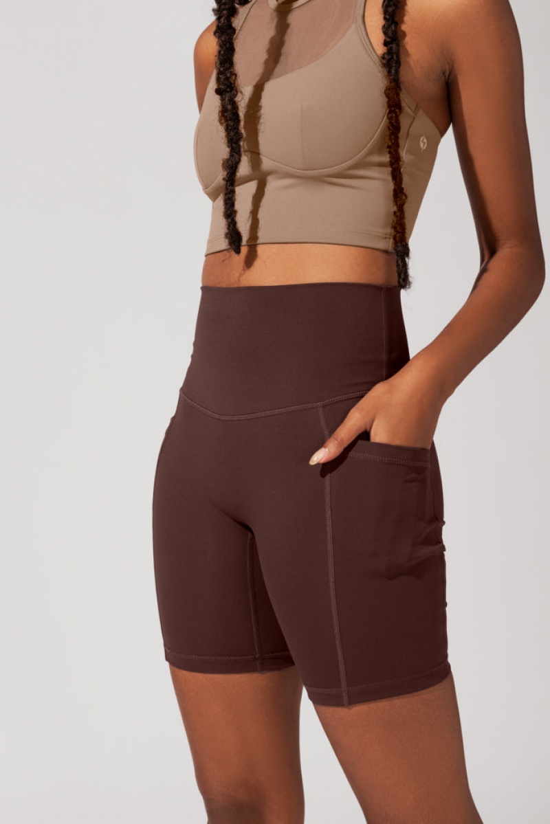 POPFLEX Supersculpt™ Biker Short with Pockets (Pet Hair Resistant) French Roast | 674-QWBRXZ