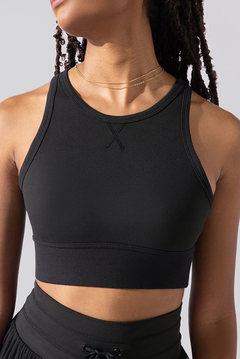 POPFLEX Sweat Sesh Crop Top Black | 084-ISEHNU