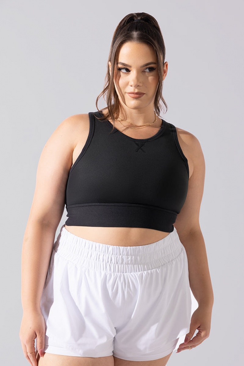 POPFLEX Sweat Sesh Crop Top Black | 084-ISEHNU