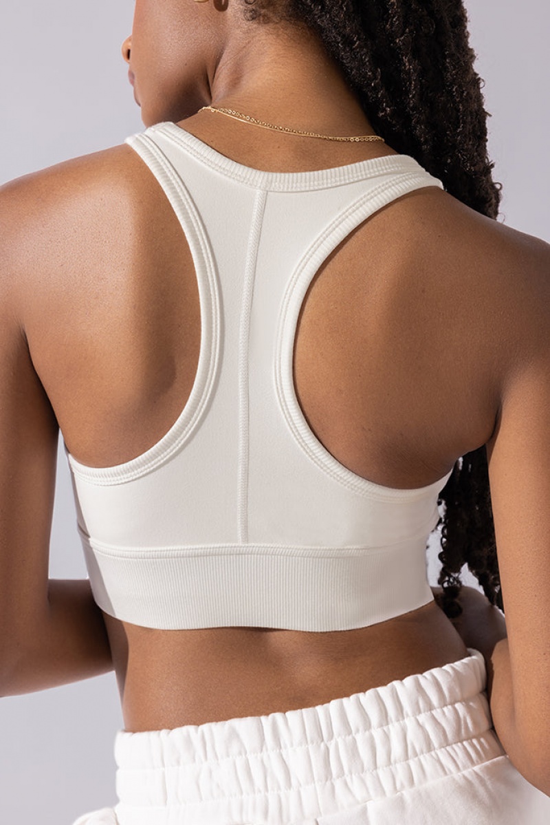 POPFLEX Sweat Sesh Crop Top Cream | 748-CEMGHZ