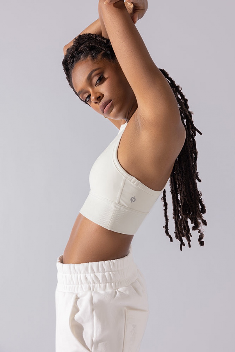 POPFLEX Sweat Sesh Crop Top Cream | 748-CEMGHZ