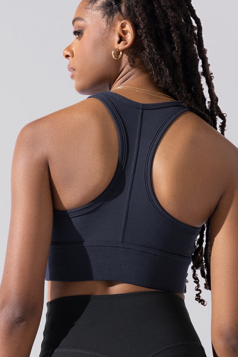 POPFLEX Sweat Sesh Crop Top Smoky Navy | 358-MTJBWS