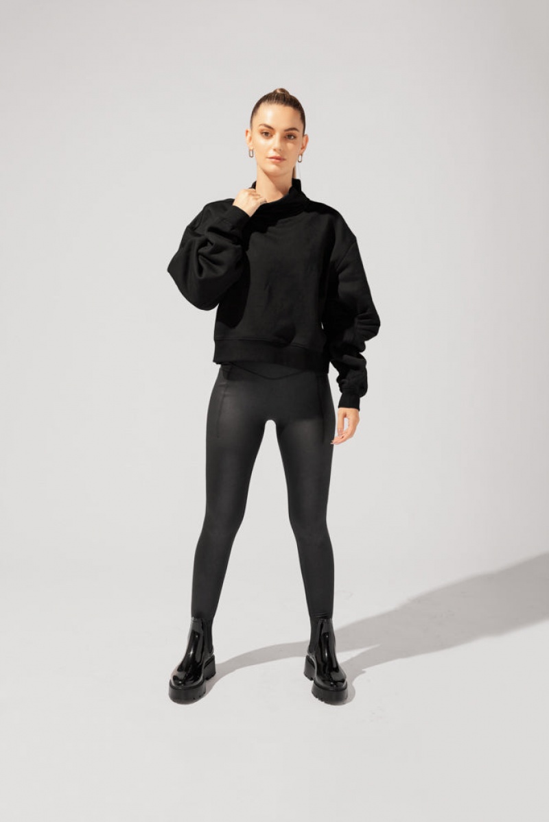 POPFLEX Uptown Mockneck Sweatshirt Black | 589-JECHNK