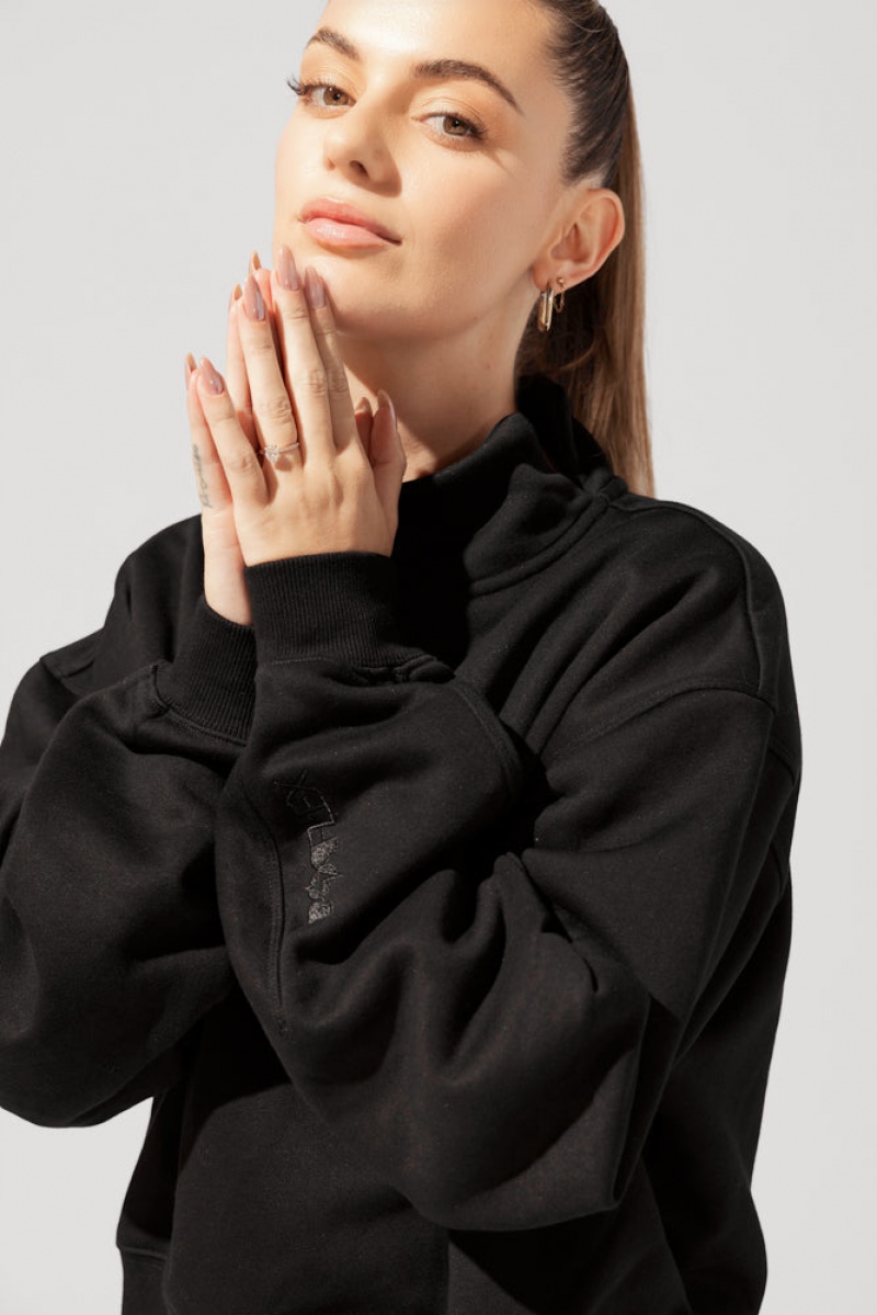 POPFLEX Uptown Mockneck Sweatshirt Black | 589-JECHNK