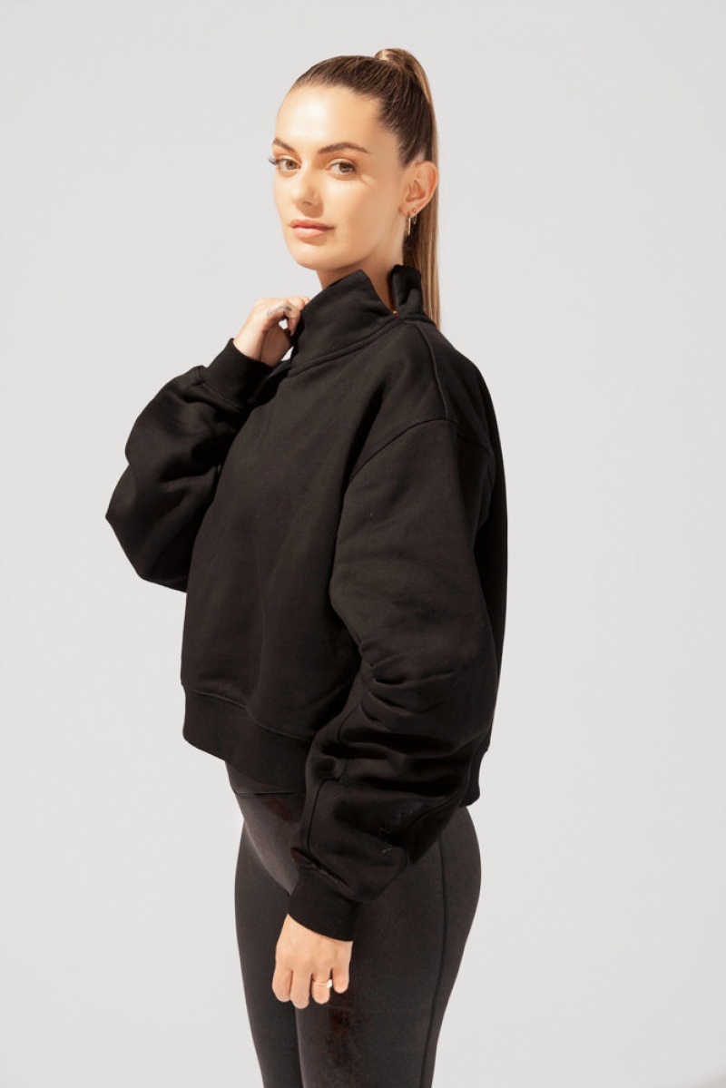 POPFLEX Uptown Mockneck Sweatshirt Black | 589-JECHNK