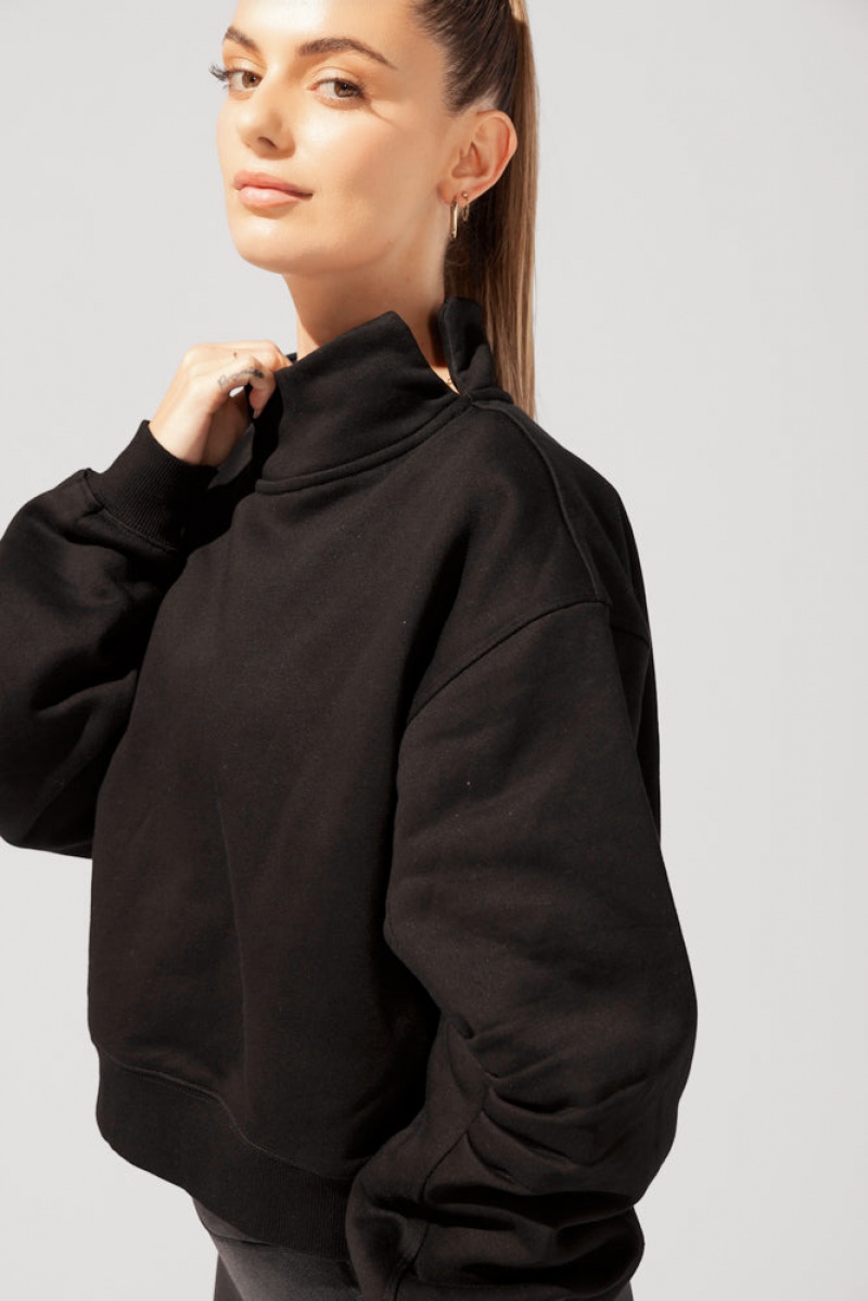 POPFLEX Uptown Mockneck Sweatshirt Black | 589-JECHNK