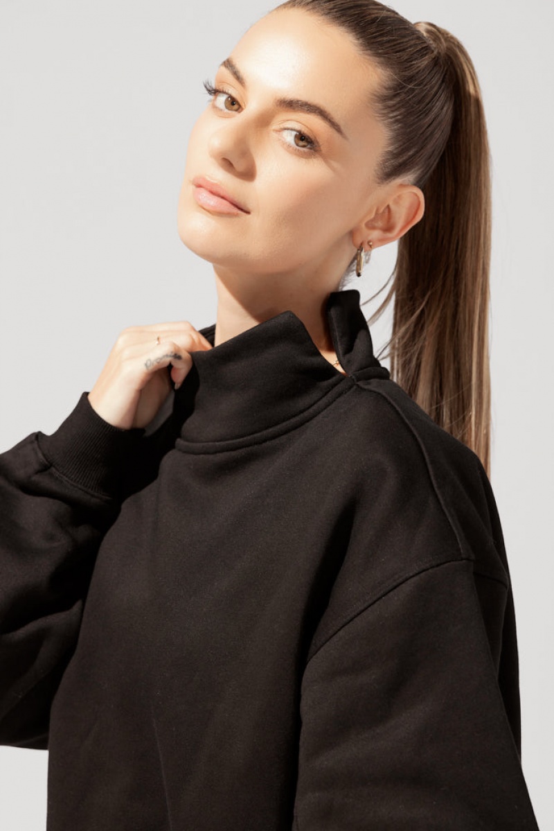 POPFLEX Uptown Mockneck Sweatshirt Black | 589-JECHNK