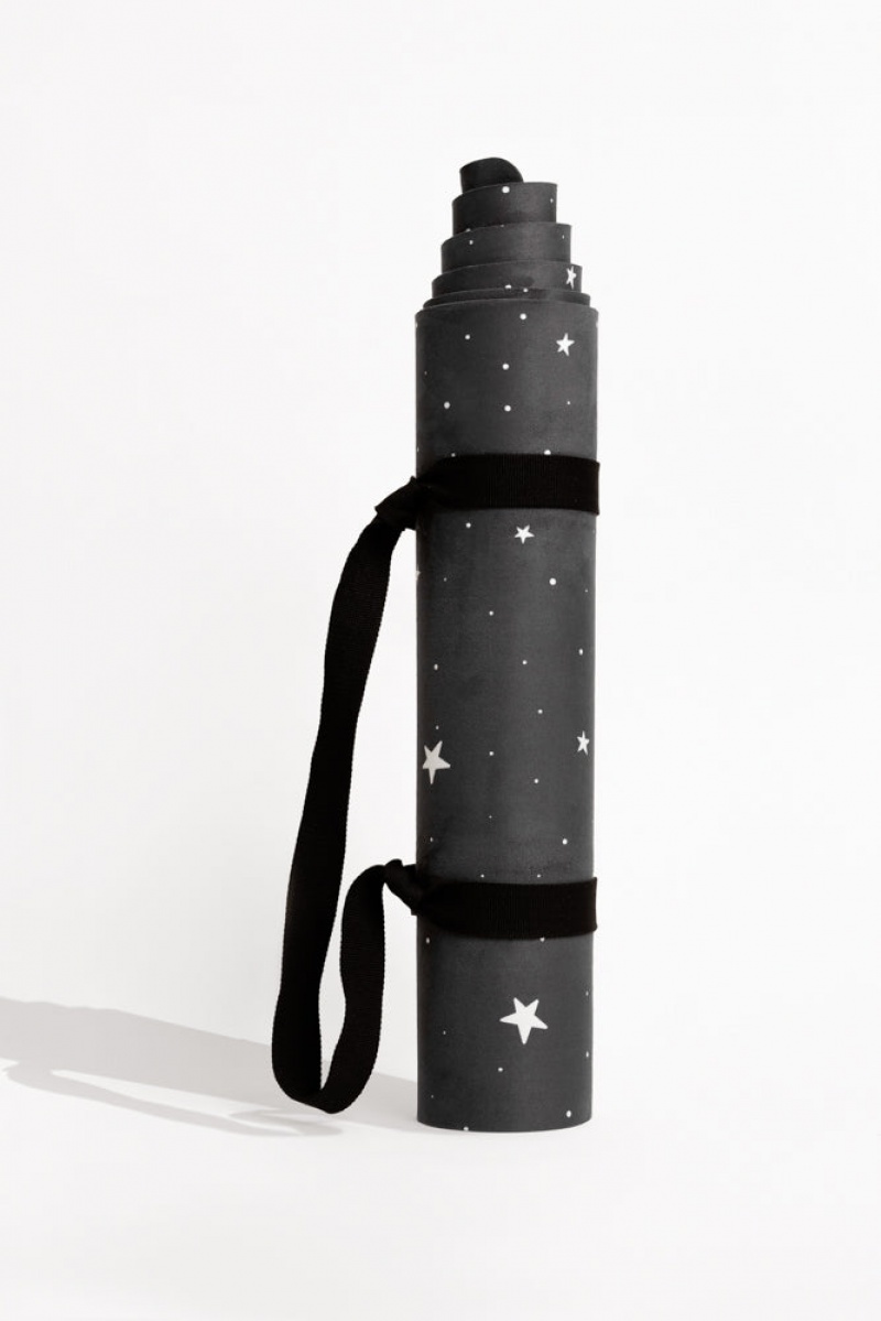 POPFLEX Vegan Suede Yoga Mat Black Starry | 680-PWDFYZ