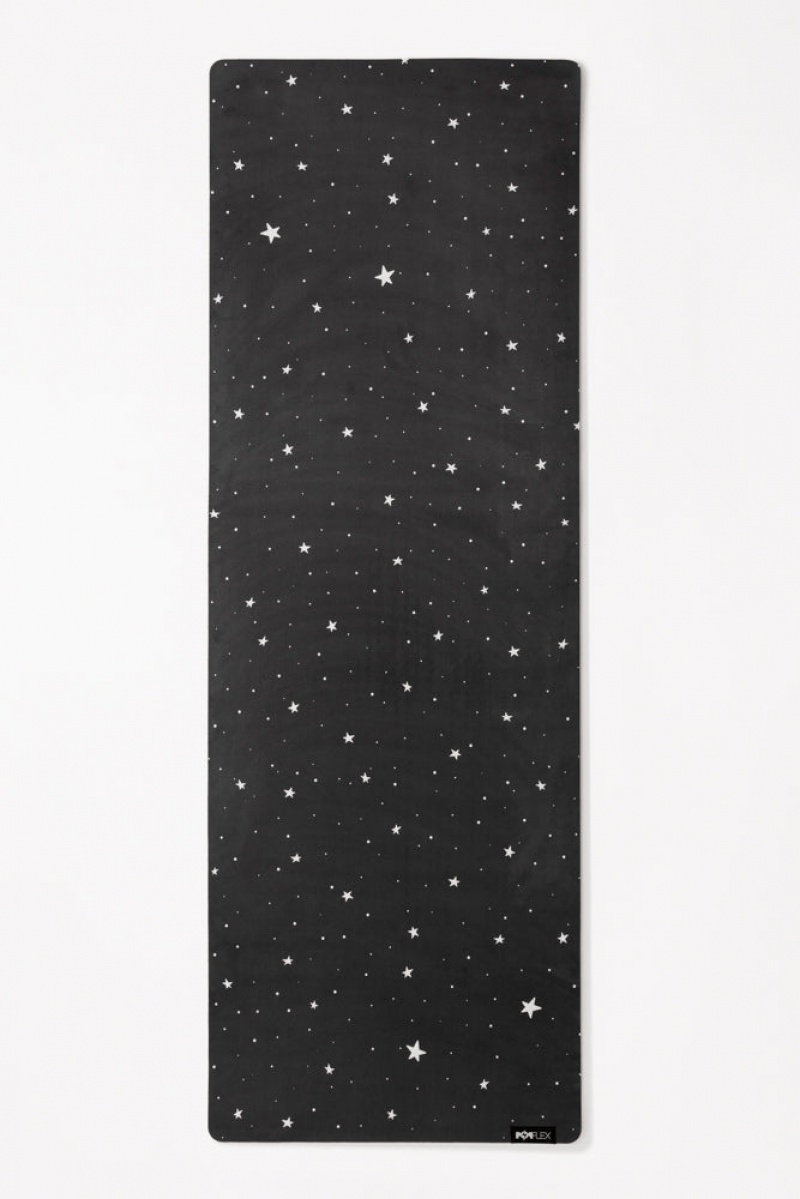 POPFLEX Vegan Suede Yoga Mat Black Starry | 680-PWDFYZ