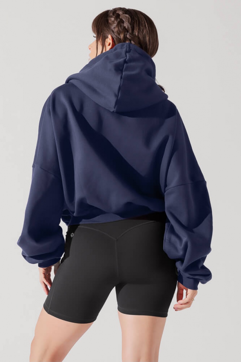 POPFLEX Zip Cloud Hoodie Academic Navy | 390-ZBHXEV