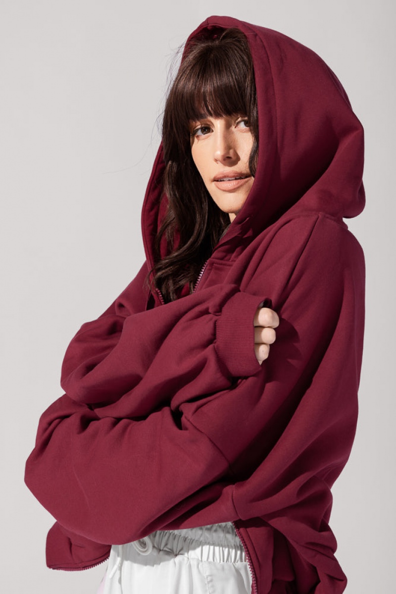 POPFLEX Zip Cloud Hoodie Crimson | 417-BSJNPI