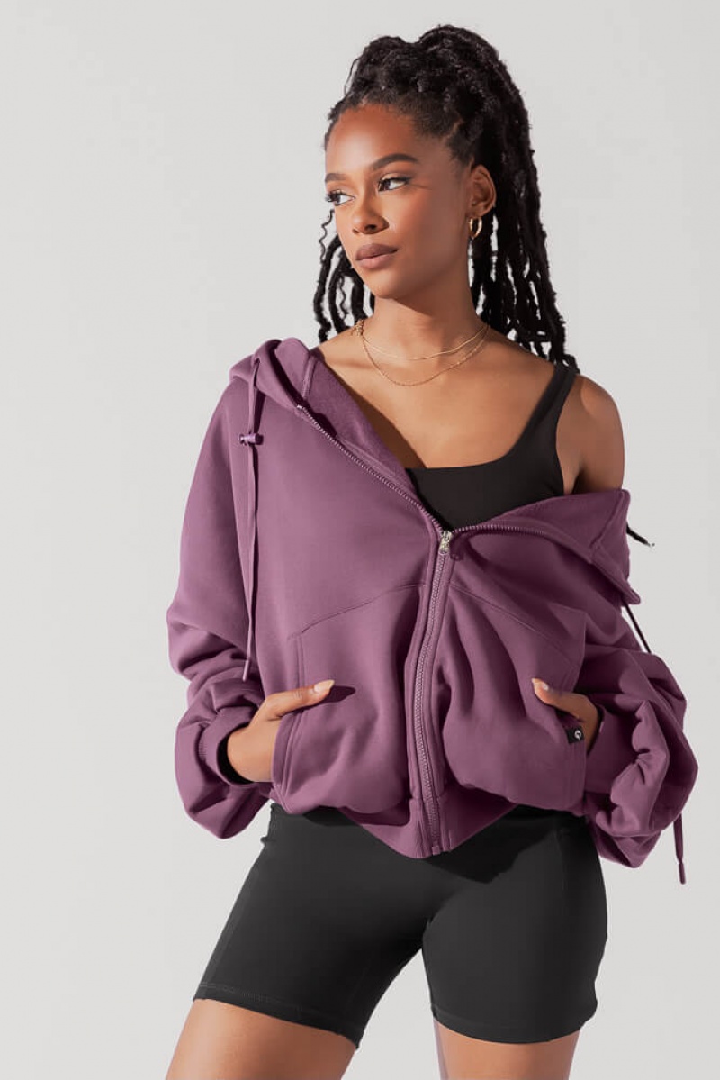 POPFLEX Zip Cloud Hoodie Deep Plum | 574-ZENIAY