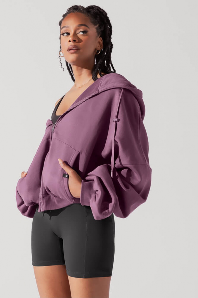 POPFLEX Zip Cloud Hoodie Deep Plum | 574-ZENIAY