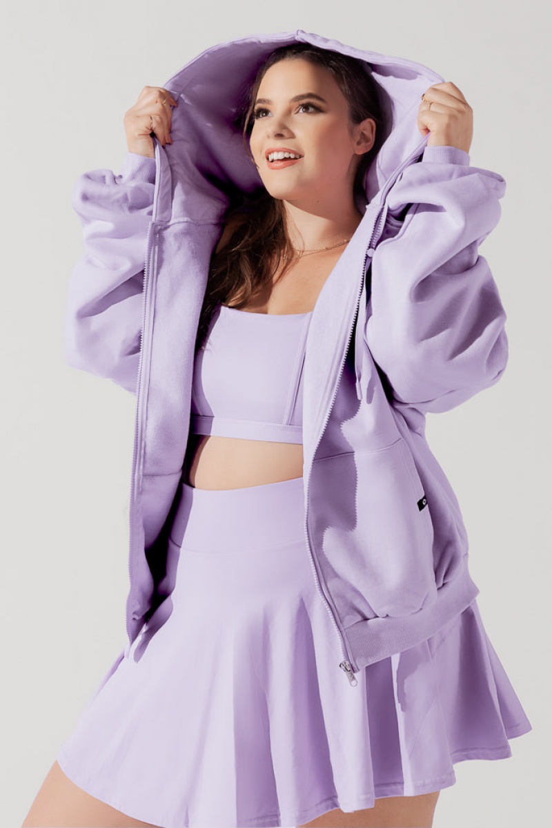 POPFLEX Zip Cloud Hoodie Digital Lavender | 145-PCWOQE