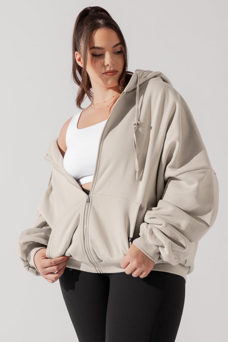 POPFLEX Zip Cloud Hoodie Seashell | 043-AIVGMU