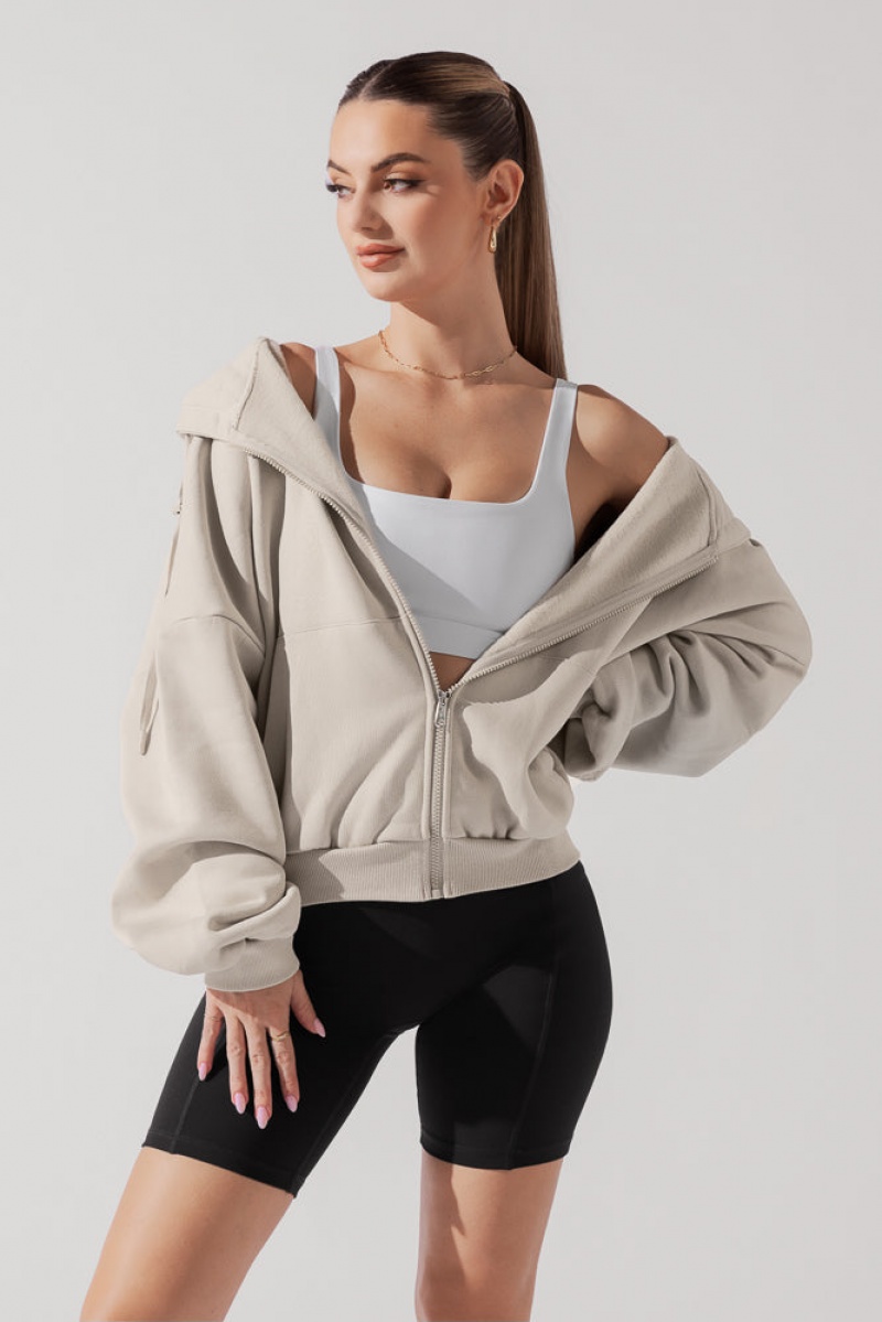 POPFLEX Zip Cloud Hoodie Seashell | 043-AIVGMU